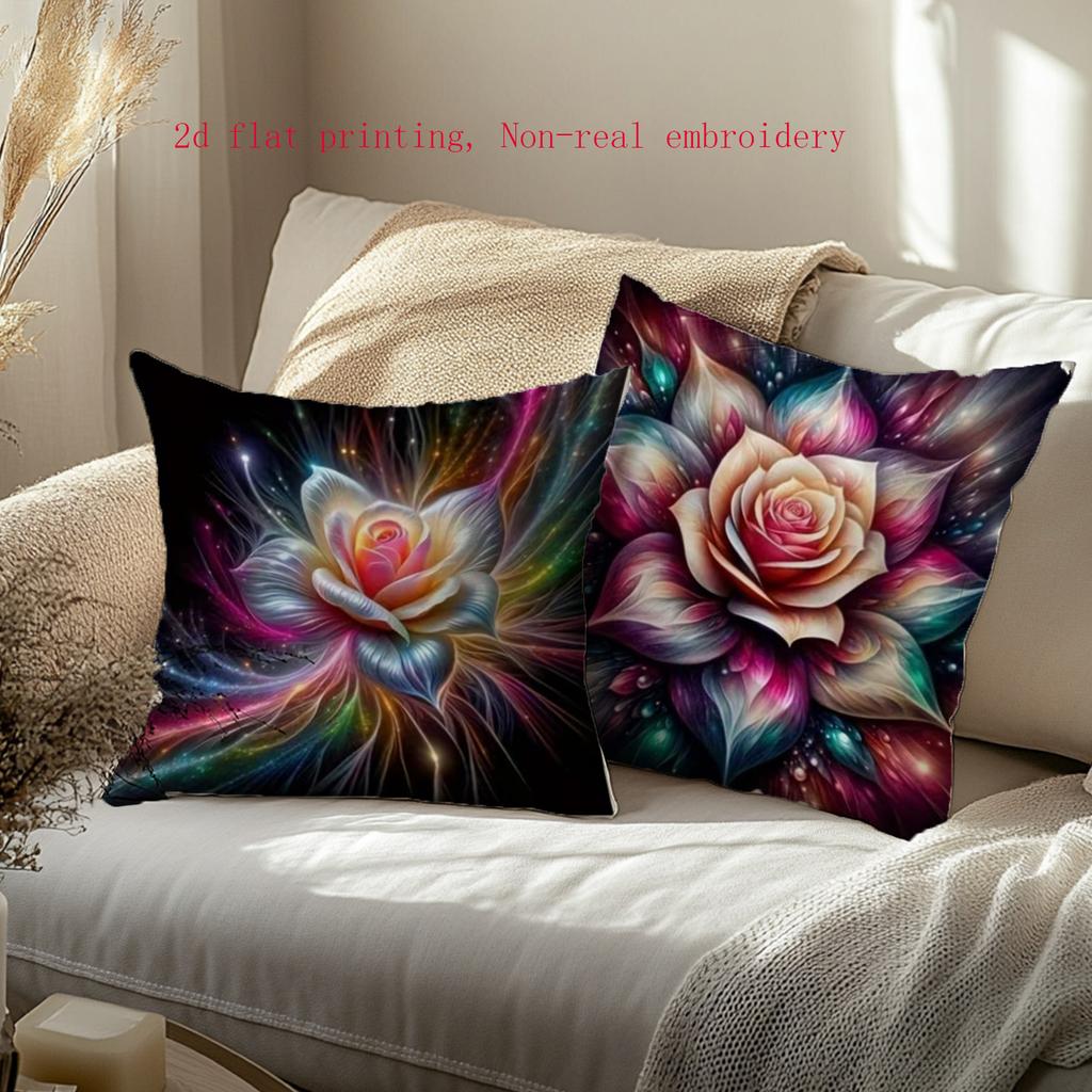 Dreamy Rose Style Pattern Digital Printing Pillow Cover Short Plush Suitable Living Rooms Bedrooms Sofas Throw Cushion Cover