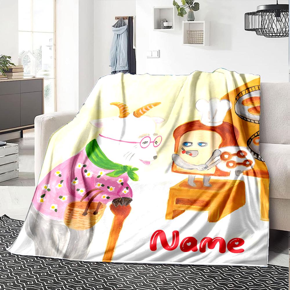 Customiz Name Personality Bread Thief Blanket Soft &Warm Sofa Office Bed Travel Lunch Break Blanket, Gift Suitable for All Seasons