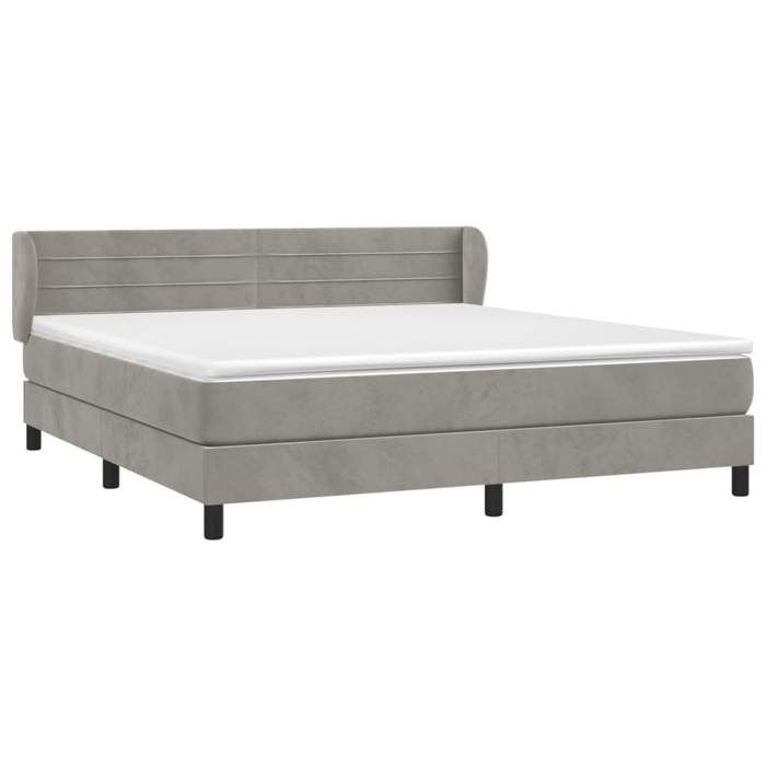 Maison Exclusive - Sommier à lattes de lit et matelas Gris clair 160x200cm Velours