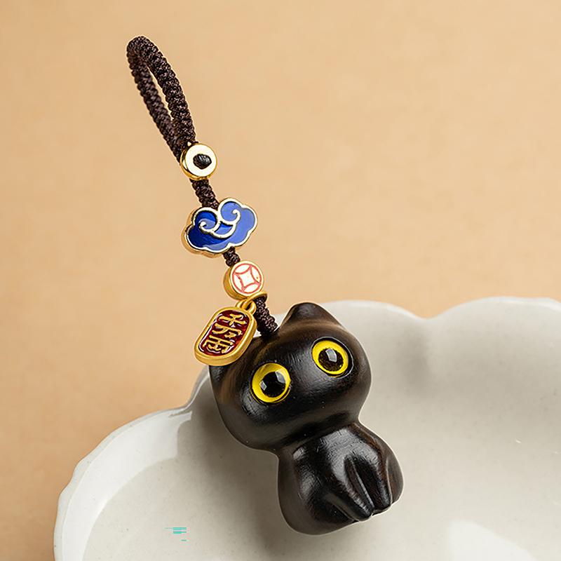 Милый аниме-кошачий брелок для женщин и мужчин, цепочка для мобильного телефона, сумка, деревянная подвеска, индивидуальные креативные ювелирные аксессуары