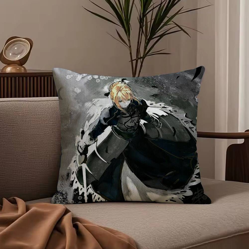 F-Fate Night S-Saber Наволочка Противопылевой клещ Наволочка Невидимая молния Шелковистый короткий плюш Чехол для подушки дивана