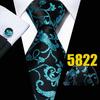 Mens Fashion Neckties Teal Silk Tie Pocket Square Cufflinks Blue&Green Formal Casual Ties