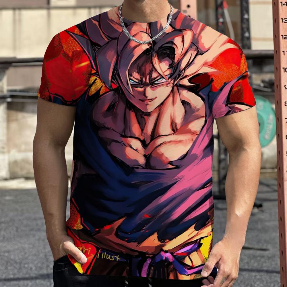 2026 Модная мужская футболка Dragon Ball 3D Харадзюку Летняя с коротким рукавом с круглым вырезом Гоку Вегета Повседневный универсальный топ