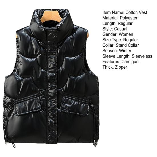 Women Cotton Vest Padded Thermal Neck Protection Smooth Surface Lady Winter Vest Female Clothes