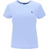 Polo однотонная футболка с круглым вырезом и коротким рукавом, женские топы небесно-голубого цвета 211898698SHIBL