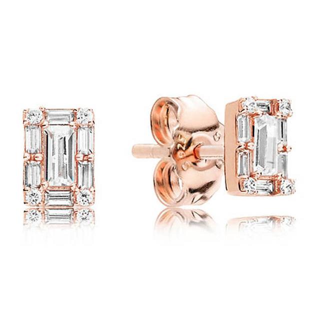 Оригинальные серьги из стерлингового серебра 925 пробы из розового золота с логотипом, полированная корона и сердце, серьги-гвоздики, женские свадебные подарки, модные украшения