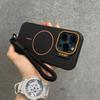 Fashion Case Contrast Color Magsafe Case for iPhone11 12 13 14 15 16 Pro Max Plus Solid Slim Matte Lanyard Cover