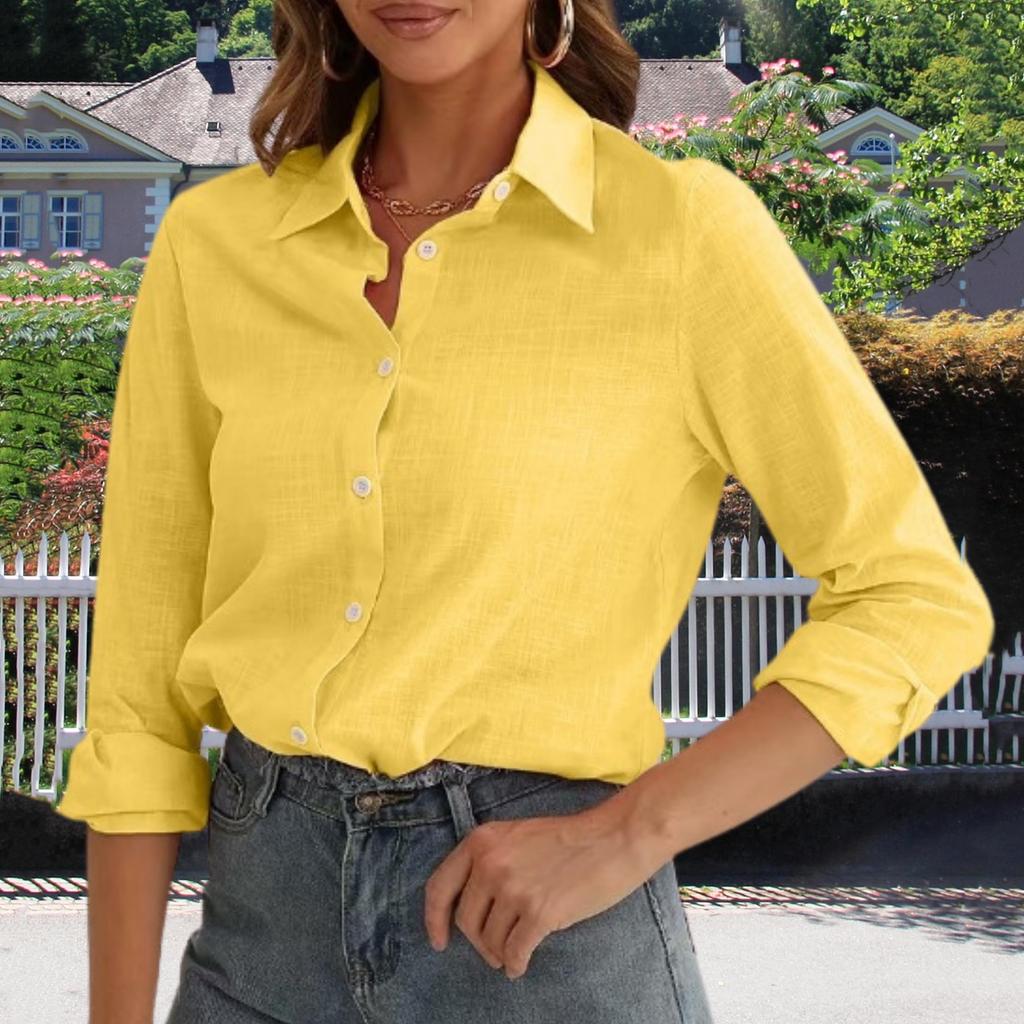 Женское модное платье-рубашка на пуговицах, хлопковое, с длинным рукавом, устойчивое к складкам, топ для работы, деловой повседневный топ