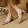 Fashion 2025 Retro Buckle Genuine Leather Sheep Suede Women Sandals Spring Summer High Heel Mature Dress Office Lady Pumps Shoes Woman