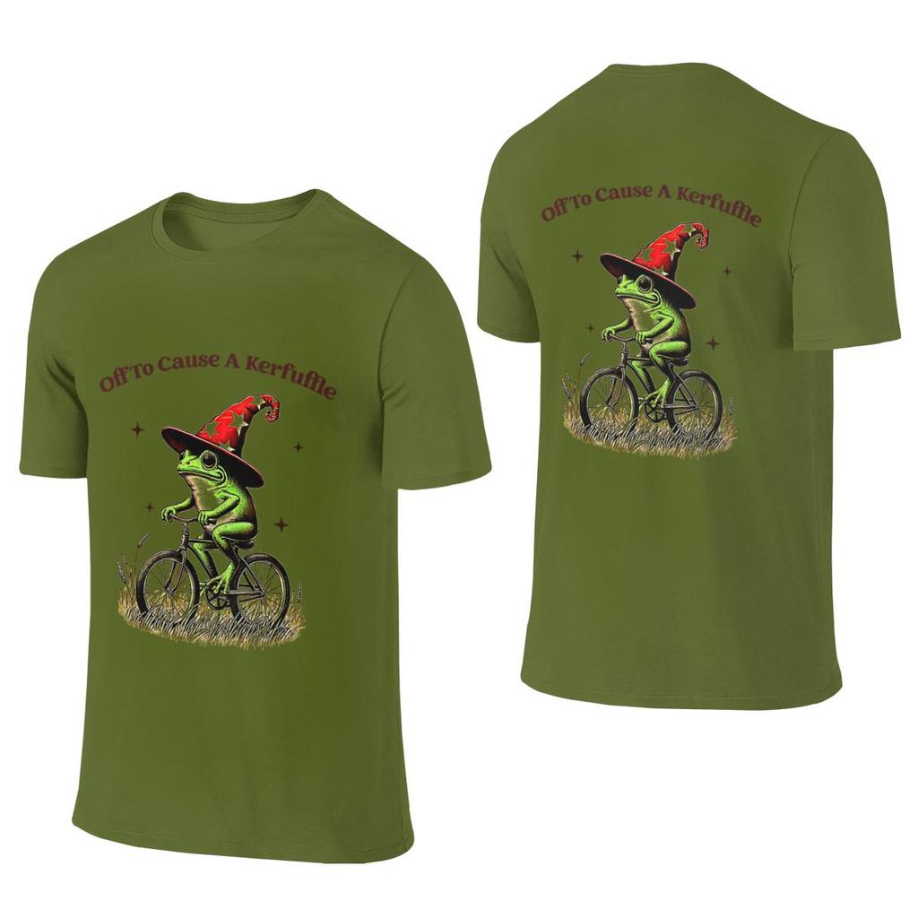 Reversible Tee Featuring Frog Funny Weirdcore Literary Meme Off To Cause A Kerfuffle American Retro Style Versatile Apparel