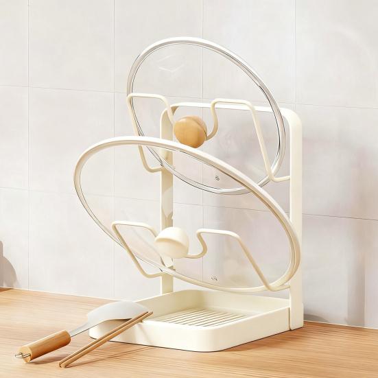 Держатель для крышек с поддоном для слива, U-образная конструкция канавки, углеродистая сталь, кухонный органайзер для посуды, поддон для капель, подставка для крышек