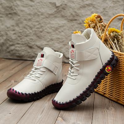 Повседневная женская плюшевая обувь, лоферы на платформе, 2023, кожаные туфли на плоской подошве со шнуровкой, обувь для мам без шнуровки, туфли на плоской подошве с мягкой подошвой