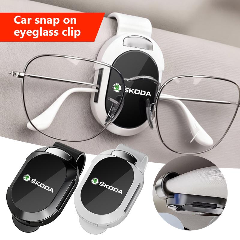 AAABT1 Car Visor Sunglasses Holder Clip Eyeglass Holder Car Accessories For Skoda Rapid Octavia Derivative Enyaq-iV VisionS Yeti Scala
