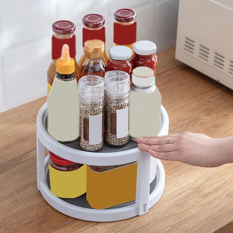 360 Degree Rotating Spice Rack, Kitchen Countertop Multifunctional Storage Tray, Cosmetics and Condiments Rack.