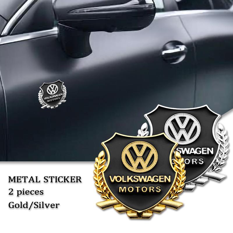 2Pc 3D Metal Badge Sticker Car Window Decoration Sticker Accessories For Volkswagen VW GTI Golf Polo Tiguan Passat Touareg Jetta