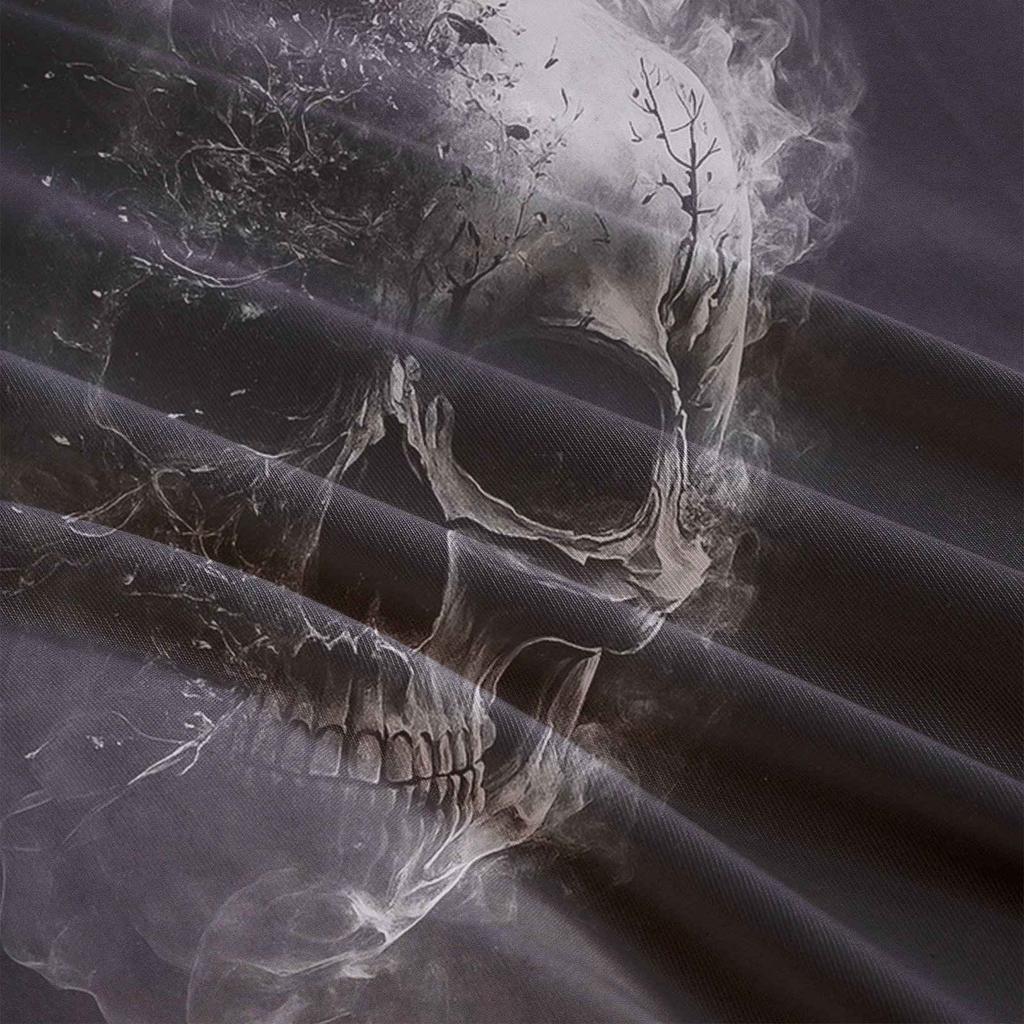 Duvet Cover Set Halloween Smoke Dark Horror Theme Halloween Bedding Set Perfect For Bedroom Living Room Photography Decoration.