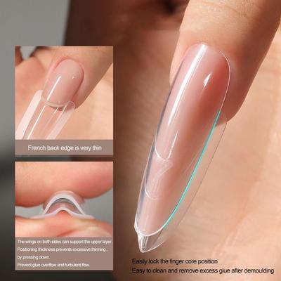 Nailpop 240 шт. Французские ногти Двойная форма Полное покрытие Быстрое прототипирование Формы для ногтей с увеличенными отметками для наращивания французских ногтей