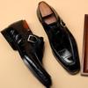 Мужская дизайнерская деловая кожаная обувь Деловая официальная обувь в британском стиле для мужчин Офисная обувь большого размера Туфли с квадратным носком и пряжкой Оксфордские туфли