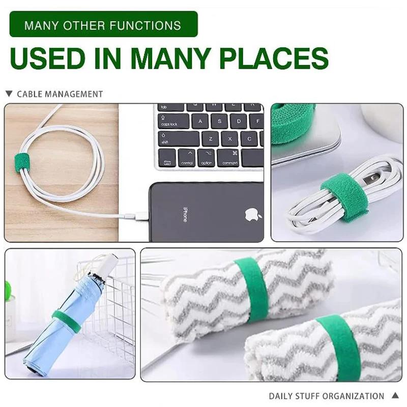 Self Adhesive Nylon Plant Tie Reusable Plant Hook Loop Ties Green Fastener Tape Bamboo Cane Wrap Support Home Garden Accessories