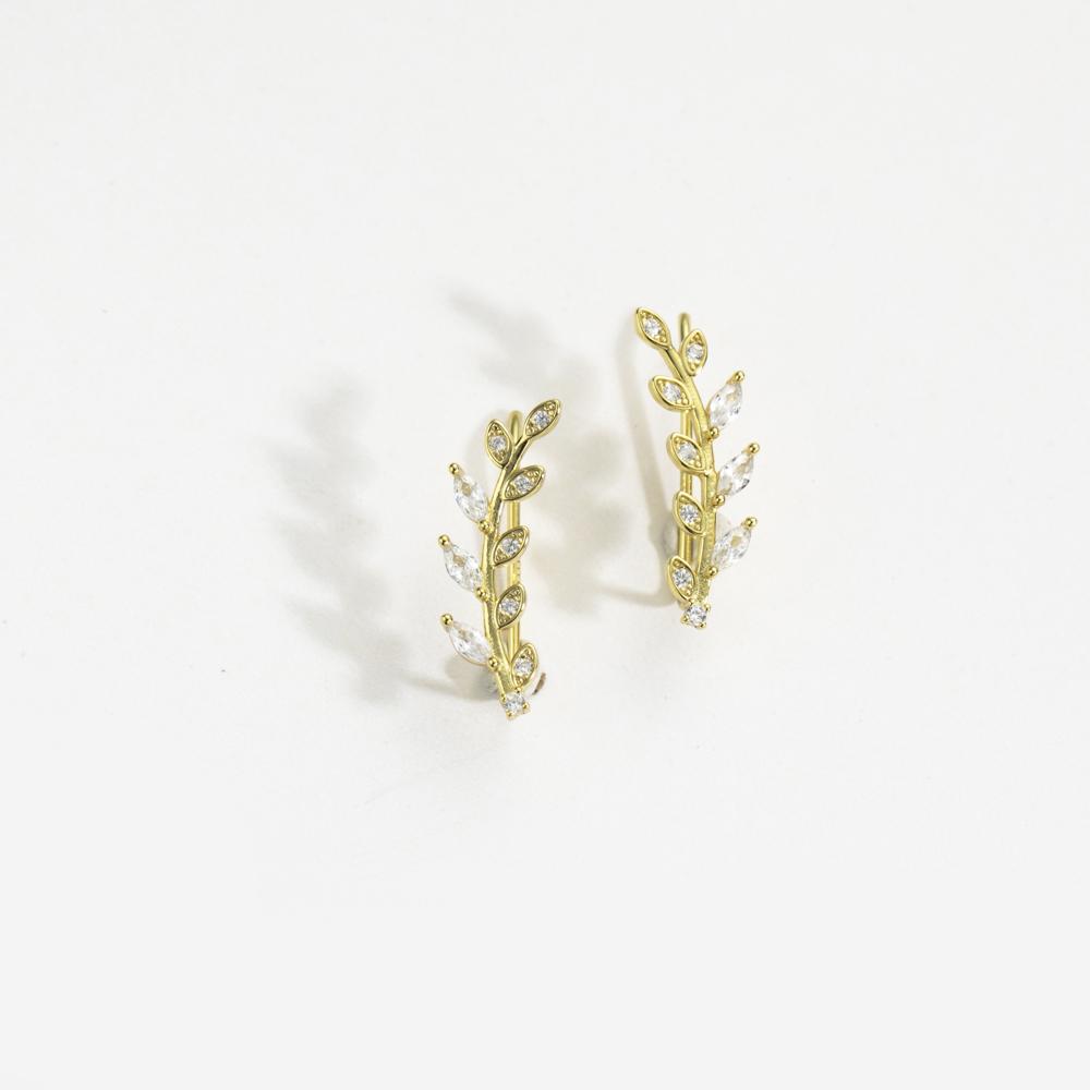 ANDYWEN Серьги из стерлингового серебра 925 пробы с золотыми листьями и цирконами, длинные, 22,5 мм, простые, роскошные, подарок на весну 2023 г. ко Дню святого Валентина