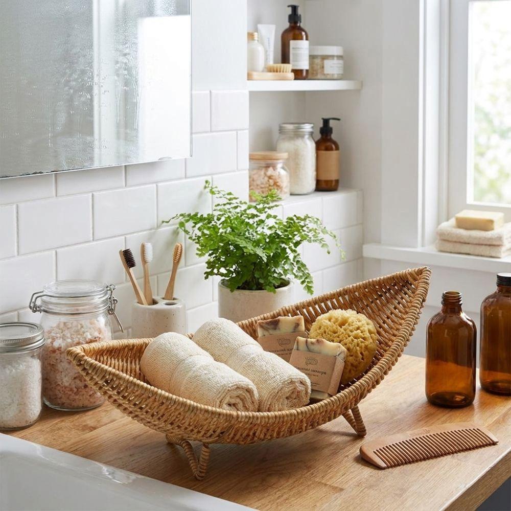 Large Capacity Cosmetics Storage Basket Moisture Proof Fruit Bread Basket Camping Tray Bedroom Use