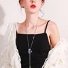 Длинные ожерелья и подвески для женщин Collier Femme, синий тюльпан, массивное свитер-цепочка, ожерелье, модные серебряные ювелирные изделия с кристаллами 2021