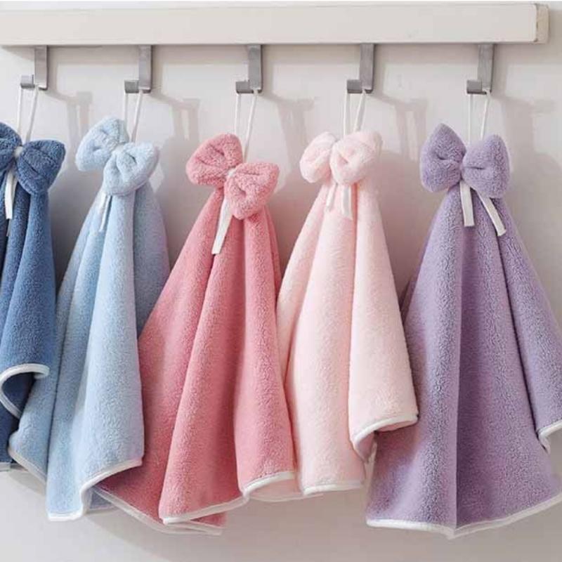 Подвесное впитывающее полотенце из кораллового флиса, кухонное полотенце для протирания рук, мягкие круглые полотенца для рук, носовой платок, сушильные полотенца для рук