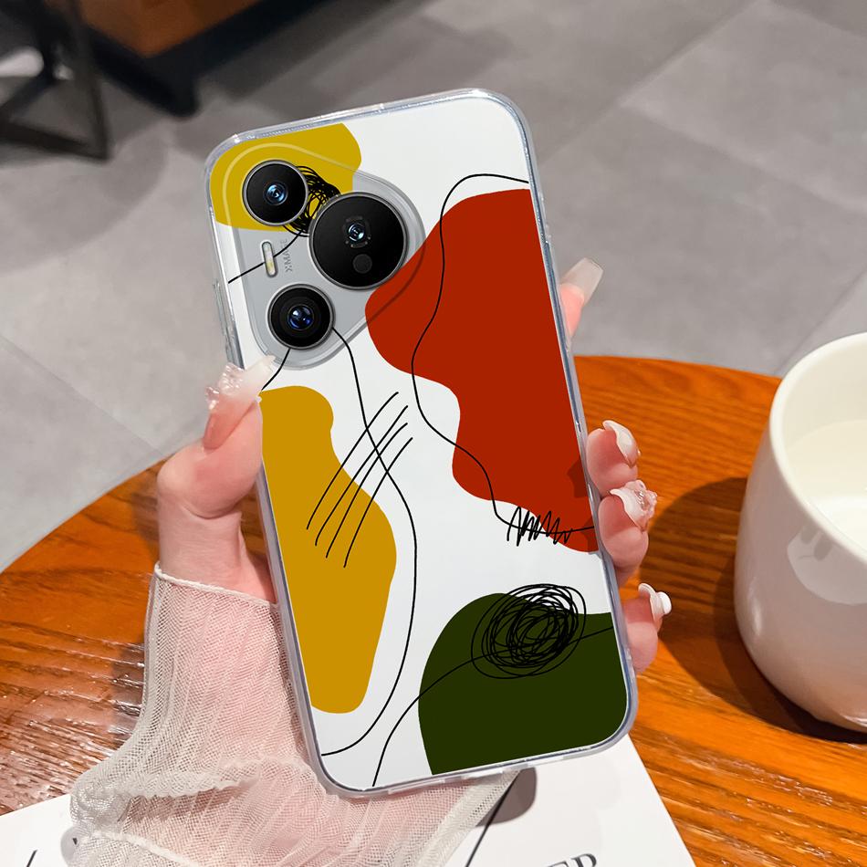 Чехол для Huawei Pura 70 Pro Plus Ultra Счастливым Цветком Прозрачный Чехол для Телефона Для Huawei Pura 70Pro+ Мягкий Тонкий Силиконовый Чехол из ТПУ