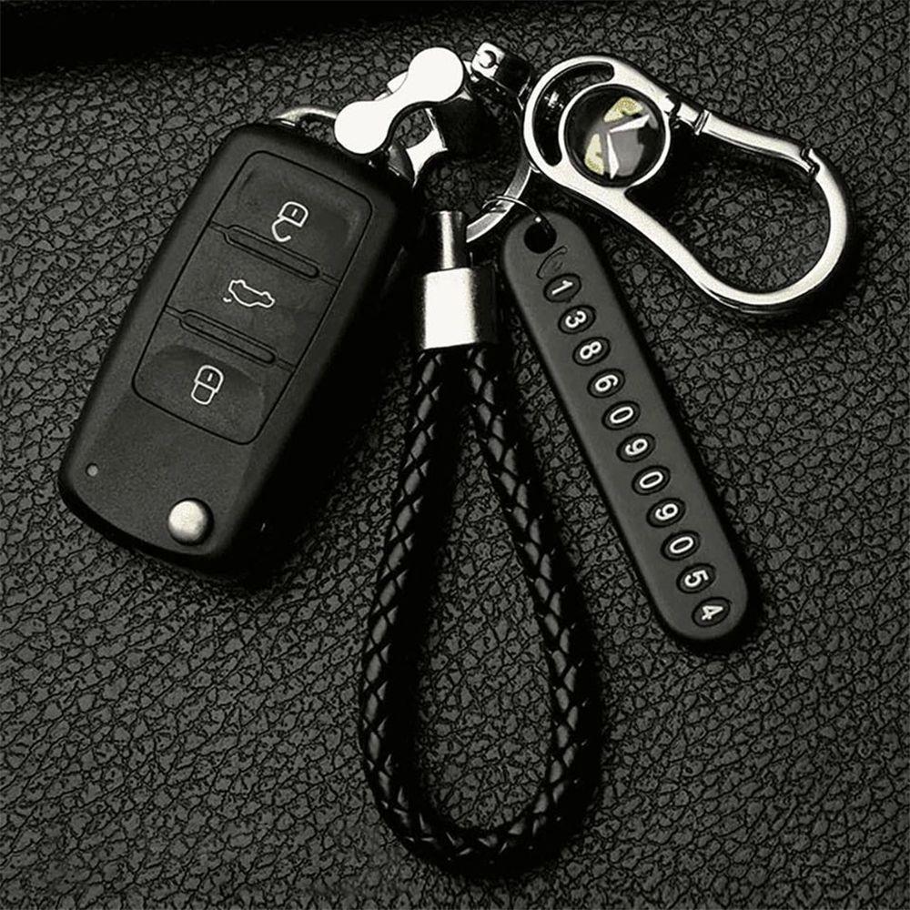 Jewelry Bag Pendant DIY Auto Leather Key Chain Anti-lost Car Keychain Phone Number Plate Keyring