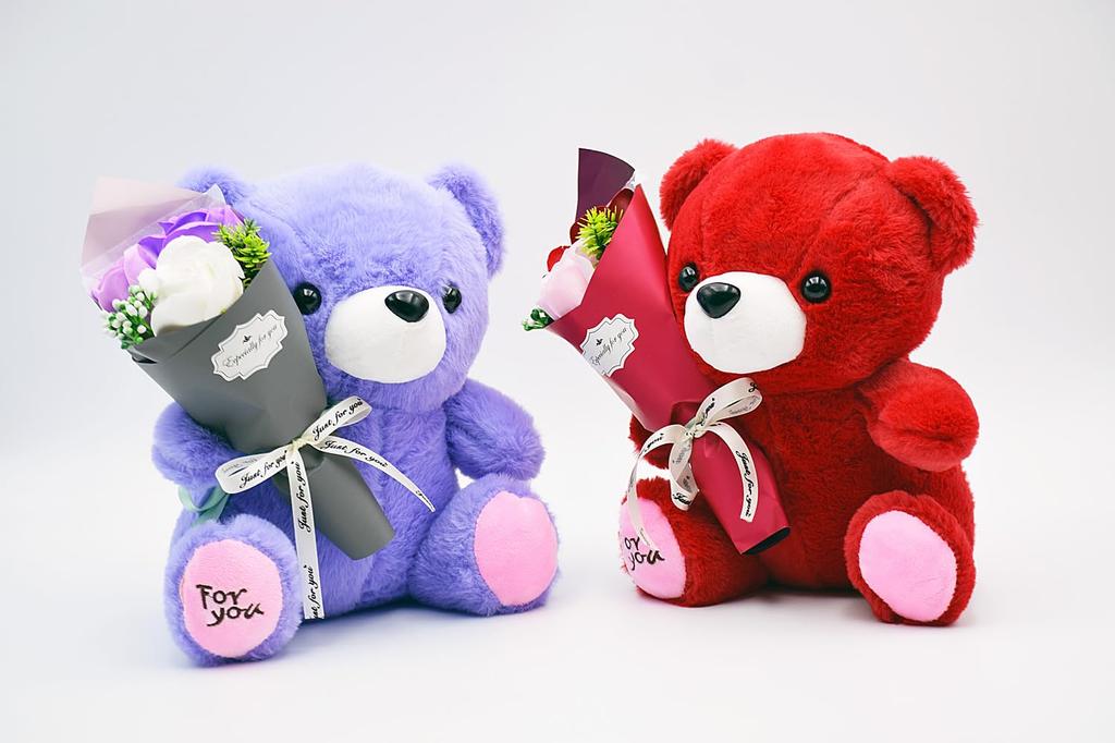 Matsuno Kogyo Soap Flower Bouquet, Plush Toy, Soap Flowers, Interior Decor, Gift (3 Flowers, Purple)