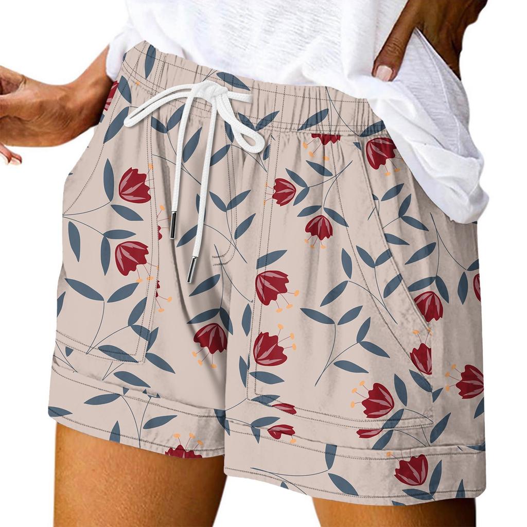 Женские повседневные летние эластичные пляжные шорты с принтом повседневные шорты