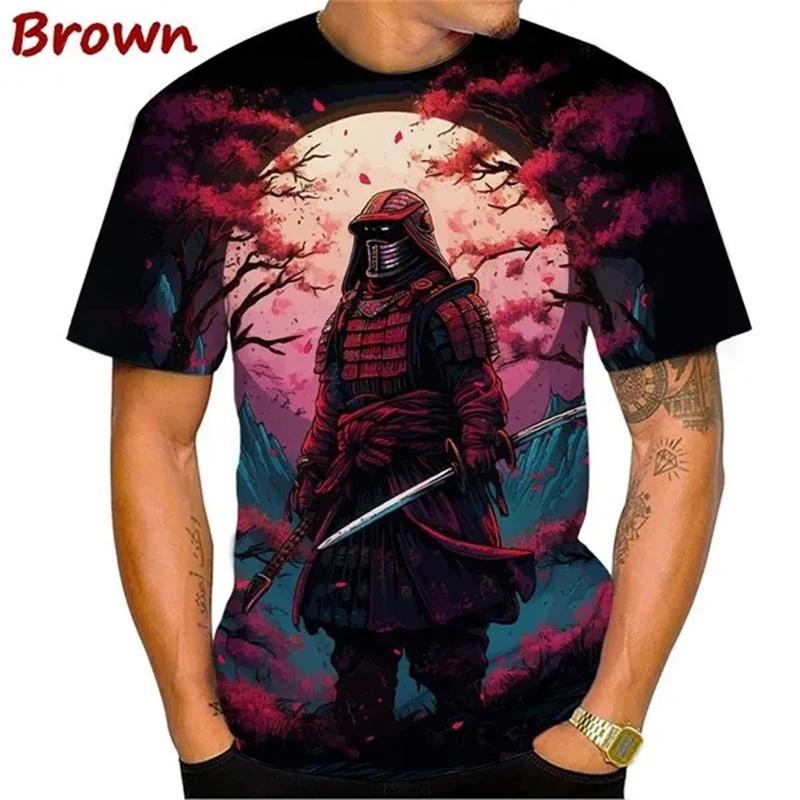 Новая футболка с японским самураем, 3D-принт, сакура, ниндзя, рубашка с коротким рукавом, модные повседневные топы для мужчин и женщин, футболки
