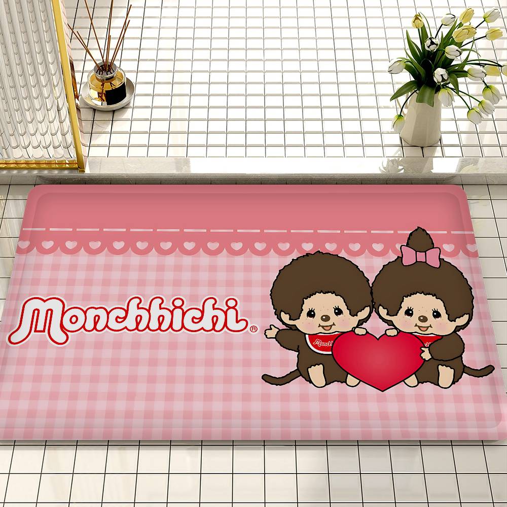 Happiness And Fortune M-MonchhichiS Floor Mat INS Style Soft Bedroom Floor House Laundry Room Mat Anti-skid Household Carpets