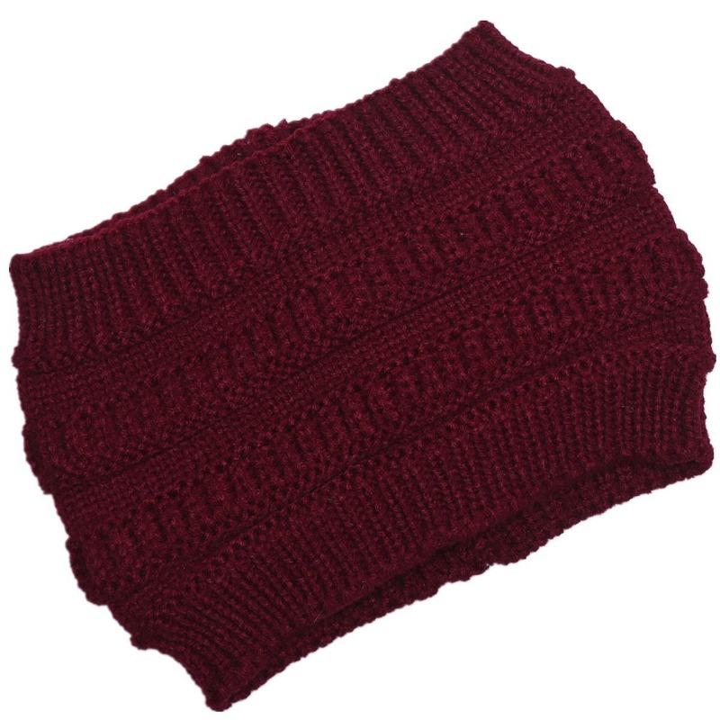 Ladies Knitted Hats Headband Autumn Winter Hats Widened Face Maskvempty Top Ponytail Woolen Hats & Caps