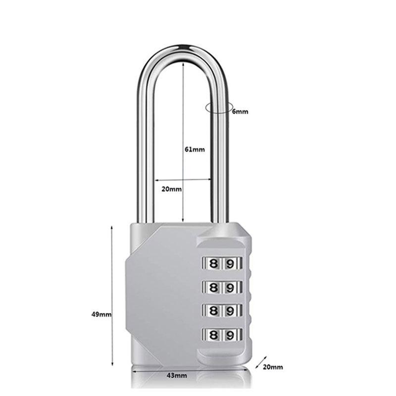 4 Digit Long Shackle Combination Padlock Waterproof Outdoor Password Lock for School Gym Locker Fence Gate