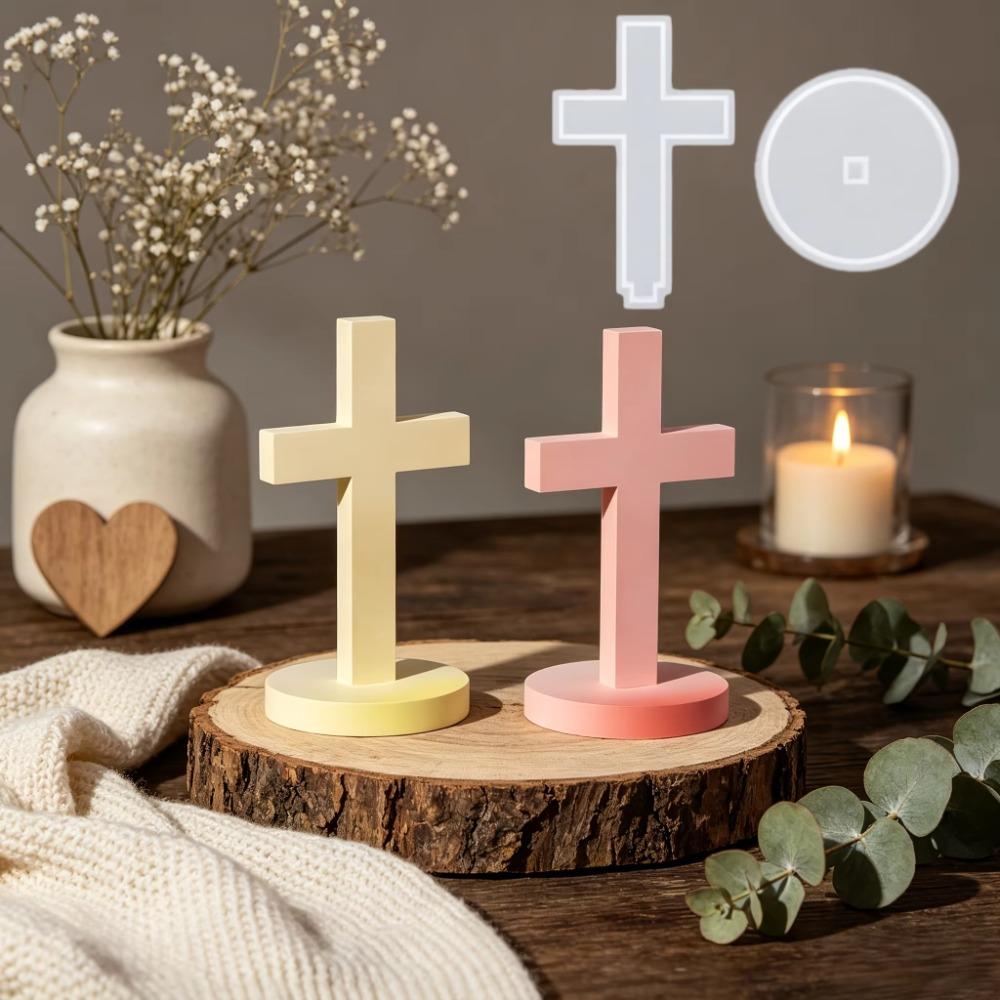 Standing Cross Silicone Molds Cross-Shaped Epoxy Resin Molds Ornament Molds Halloween Candle