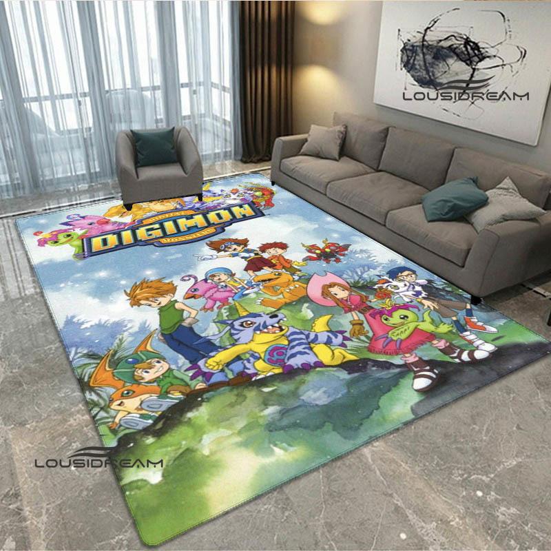 Ковер с 3D-принтом мультфильма Digimon Нескользящий ковер Коврики для йоги Ковер для гостиной Прикроватный ковер Декор для спальни Подарок на день рождения