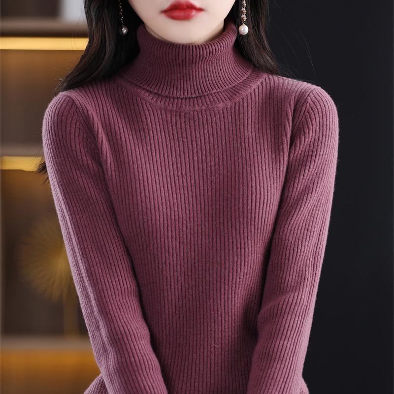 Women's Thickened Slim-Fit High-Neck Sweater - Autumn/Winter Pullover Knitted Base Layer with High-End Feel