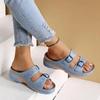 2025Women Closed Toe Summer Shoes New Comfort Double Buckle Wedge Ladies Sandals Plus Size Platform Casual Slippers Women