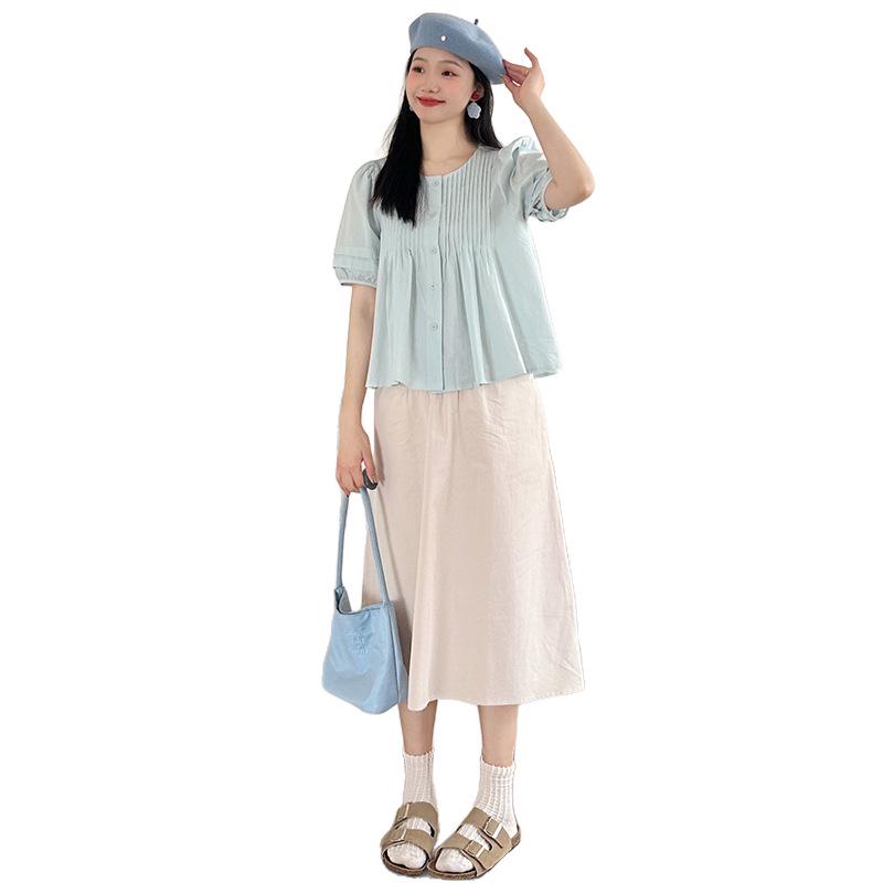 2026 Elegant Fashion Puff Sleeve Top & Tummy Support Skirt Set