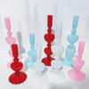Romantic Glass Vase Red Heart Shape Candlesticks Taper Candle Holders Candlesticks Decoration