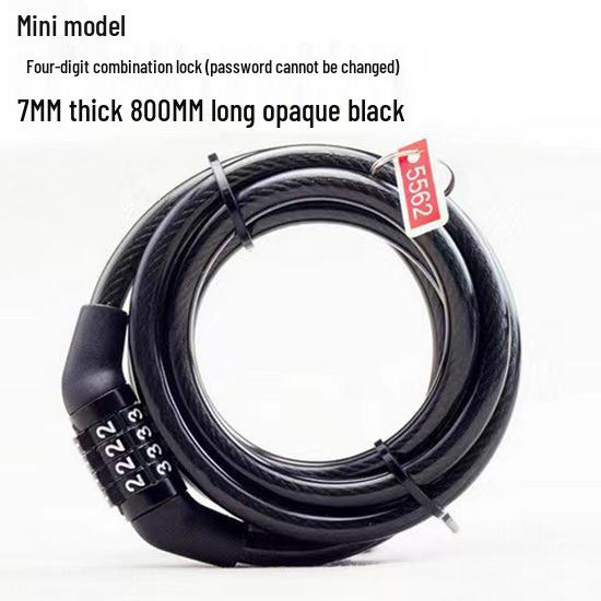 Bicycle & Motorcycle Waterproof 4-Digit Combo Lock Anti-Theft Chain Steel Cable