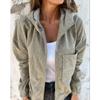 2025 New Women's Solid Color Corduroy Hooded Jacket Fashion Casual Long Sleeve Outerwear for Autumn Winter