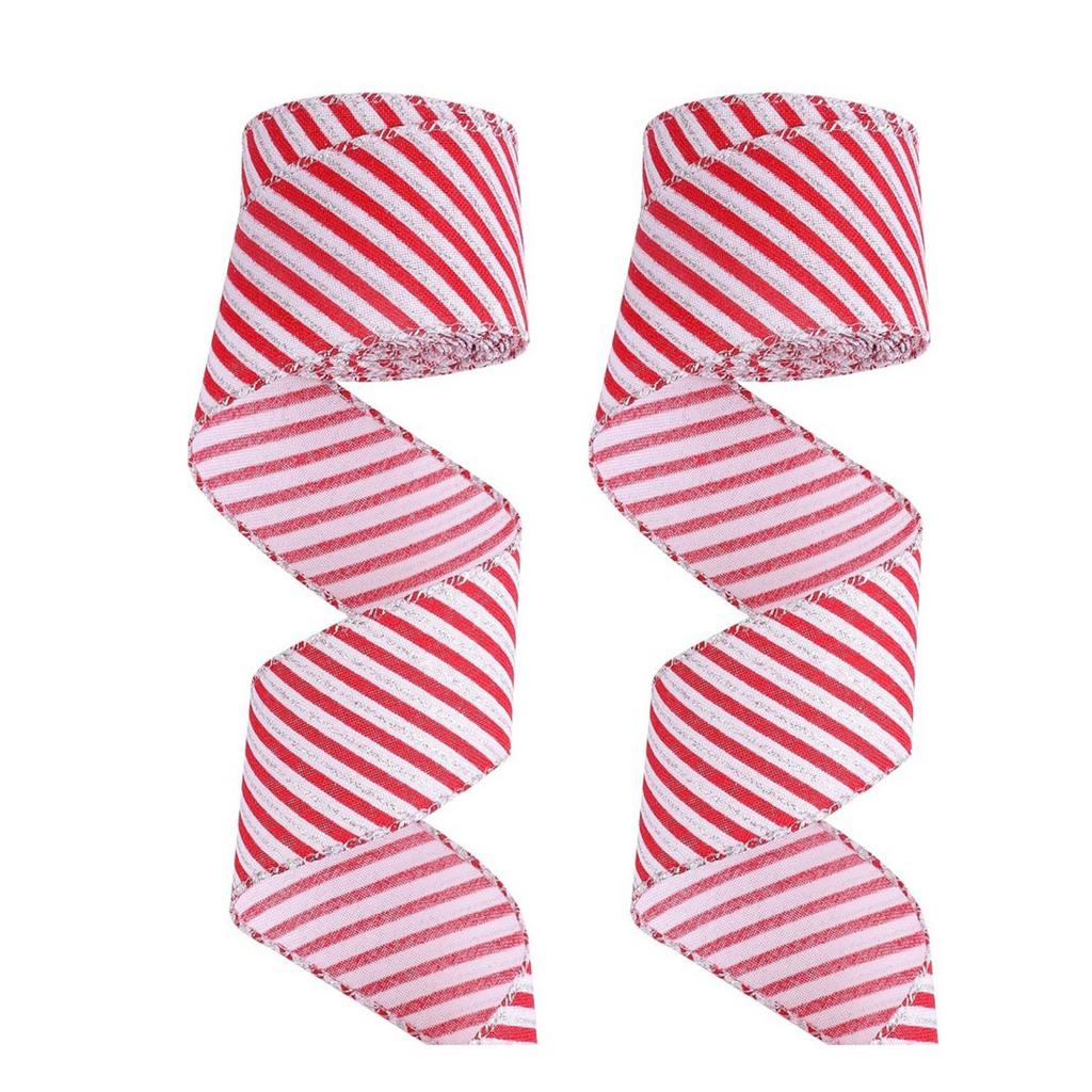 Christmas Red And White Plaid Ribbon, Christmas Wrapping Decoration, Suitable For Family Party DIY Craft Bow, 2.5 Inch