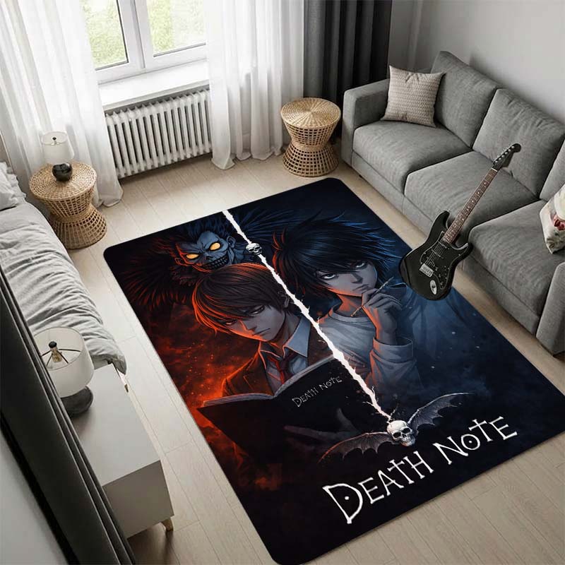 Death Note Anime Group Characters Print Area Rug, Non Slip Soft Floor Mat, Home Decor Living Room Bedroom Carpet