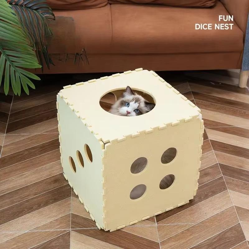 Splicing Felt Cat Nest Dice-shape Cat House Detachable Cat Mat Felt Tunnel Toy Interactive Pet Toy Cube Tent Pets Supplies gifts