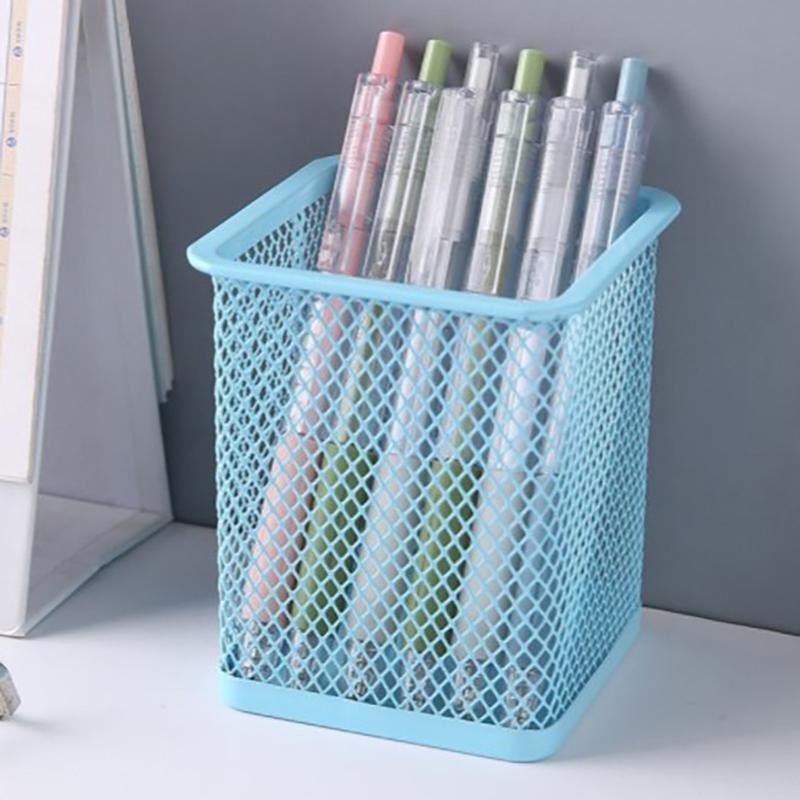 Многофункциональный круглый/квадратный сетчатый горшок для ручек, разноцветный держатель для ручек, аккуратный органайзер для канцелярских принадлежностей, органайзер для хранения карандашей, канцелярских принадлежностей