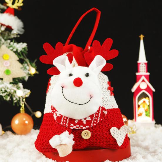 Christmas Candy Bag Snowman Santa Claus Reindeer Doll Bag Drawstring Xmas Goody Holder Favor Bags for Christmas Eve