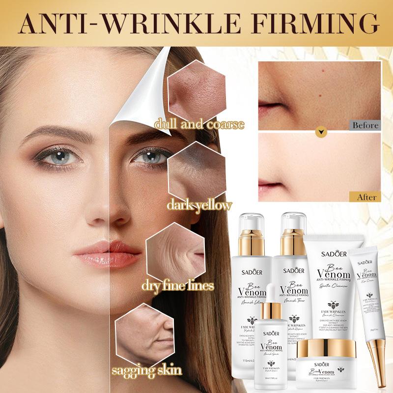 Набор из 6 средств по уходу за кожей против морщин Beevenom Firming Brightening Nourish, отбеливающий, питательный, для ухода за кожей, роскошная подарочная коробка
