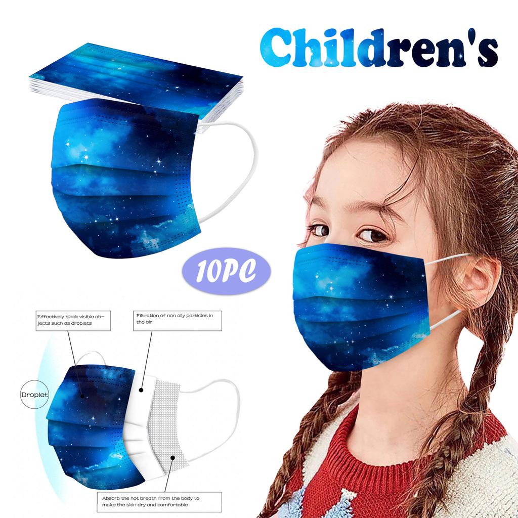 Children's Disposable Tie-dye Starry-sky Printed Mask Disposable Face Mask Ear Loop Mask 10PCS